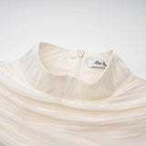 Gustave Neutral Ruched Cape Ruffled Maxi Dress