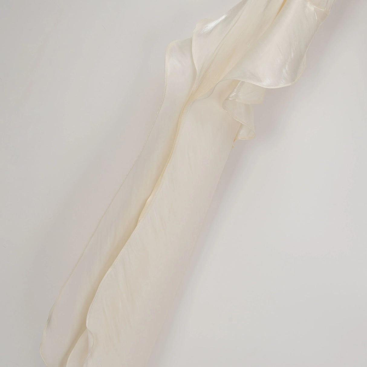 Gustave Neutral Ruched Cape Ruffled Maxi Dress