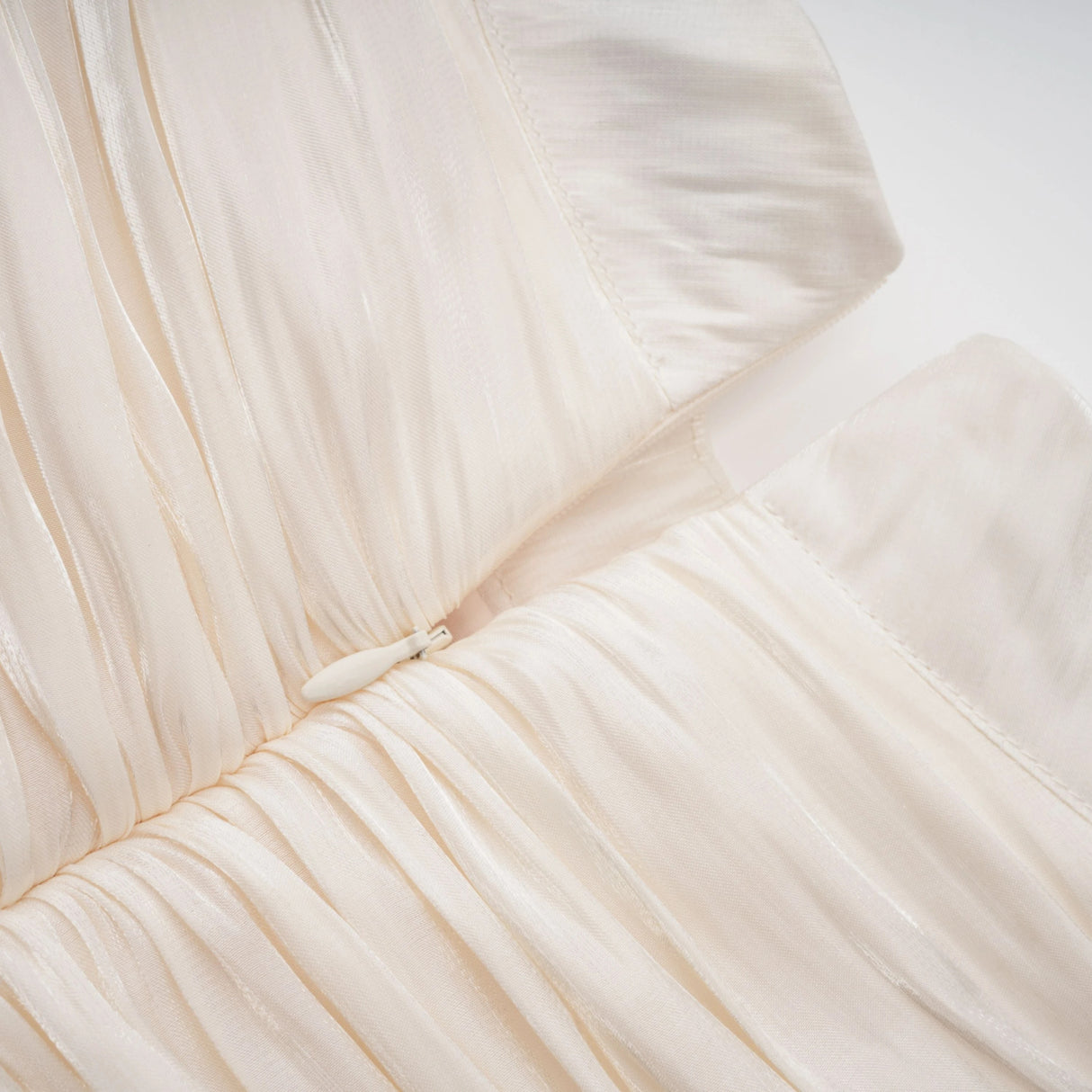 Gustave Neutral Ruched Cape Ruffled Maxi Dress