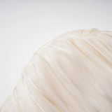 Gustave Neutral Ruched Cape Ruffled Maxi Dress