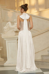 Gwenaëlle White Rhinestone Panel Maxi Dress