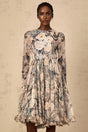 Gwendolyn Midi Dress Floral Print Pleated Ruffled Hem