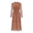 Hadley Caramel Twisted Floral Lace Midi Dress