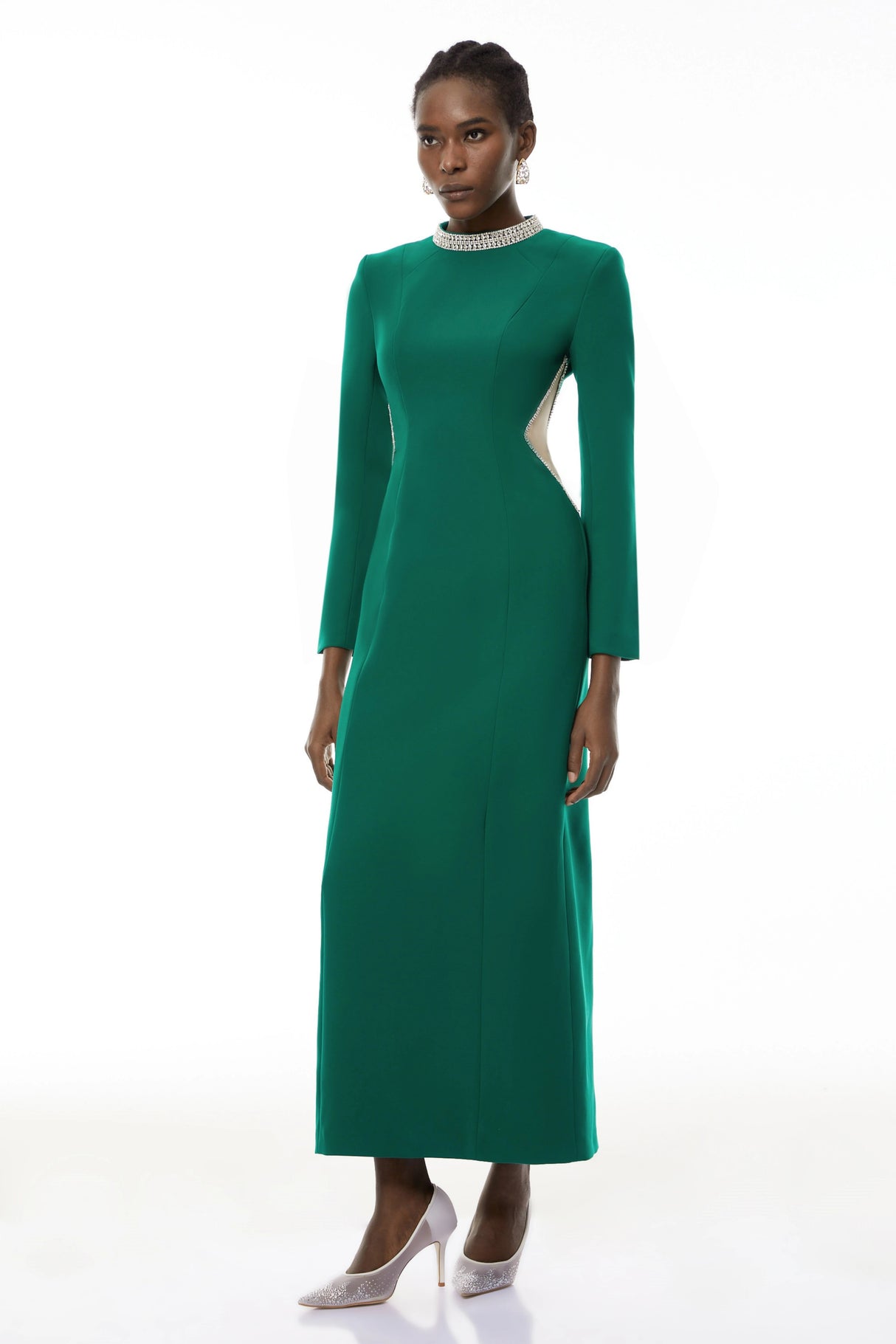 Hadley Green CutOut Crystal Maxi Dress