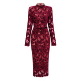 Hafdis Red Floral Embroidered Midi Dress