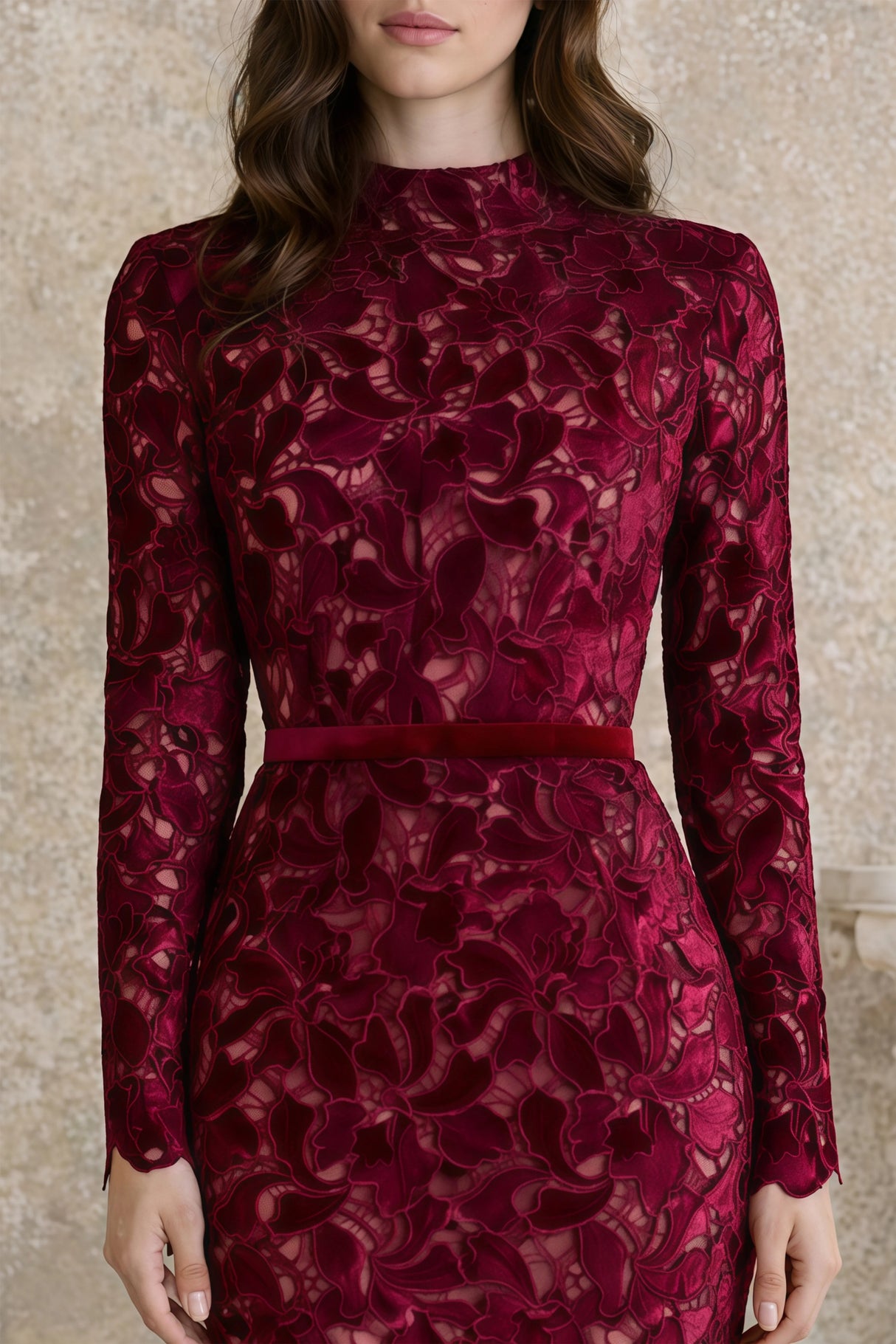 Hafdis Red Floral Embroidered Midi Dress