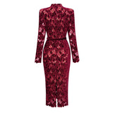 Hafdis Red Floral Embroidered Midi Dress
