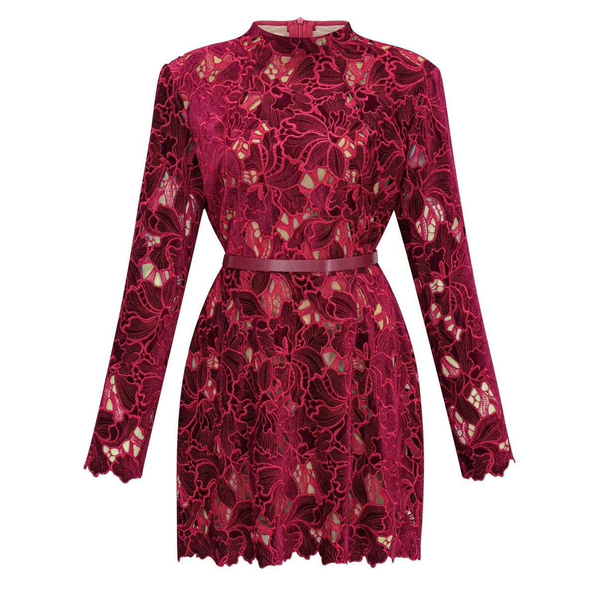 Hafdis Red Floral Embroidered Mini Dress