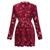 Hafdis Red Floral Embroidered Mini Dress