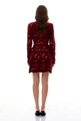 Hafdis Red Floral Embroidered Mini Dress