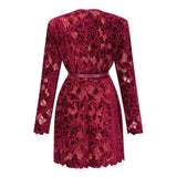 Hafdis Red Floral Embroidered Mini Dress