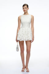 Hailey Neutrals Floral Lace Flared Mini Dress