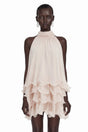 Haki Pink Sleeveless Tiered Ruffled Mini Dress