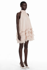 Haki Pink Sleeveless Tiered Ruffled Mini Dress