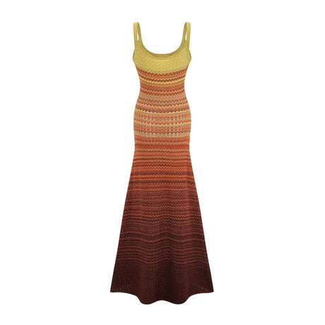 Haley Maxi Dress Brown & Multicolor Gradient Knit Hem