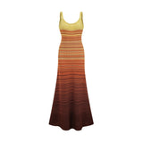 Haley Maxi Dress Brown & Multicolor Gradient Knit Hem