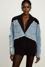 Halley black denimpanel ripped blazer