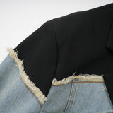 Halley black denimpanel ripped blazer