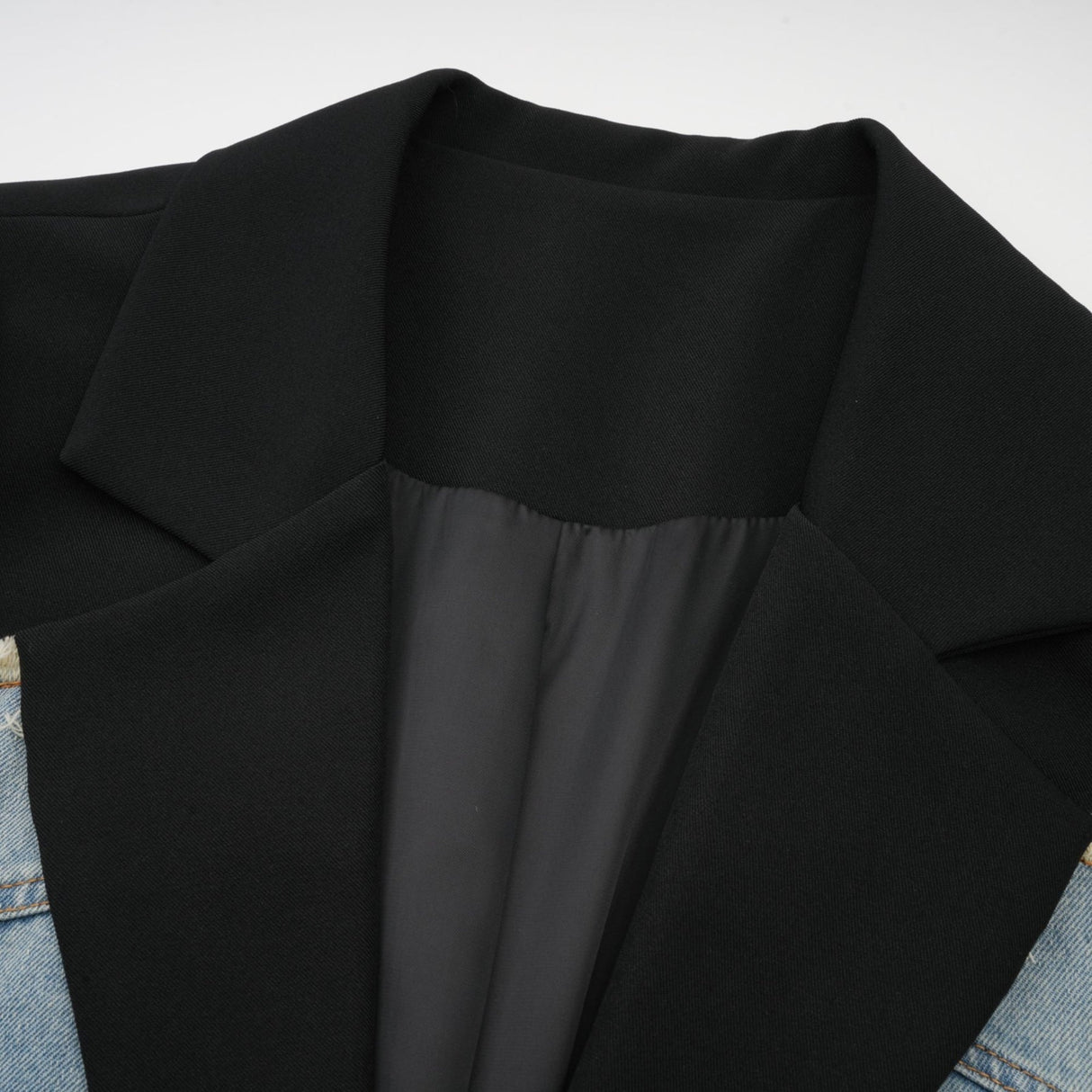 Halley black denimpanel ripped blazer