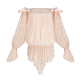 Halvard Neutrals Pleated Ruffled Mini Dress