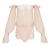 Halvard Neutrals Pleated Ruffled Mini Dress