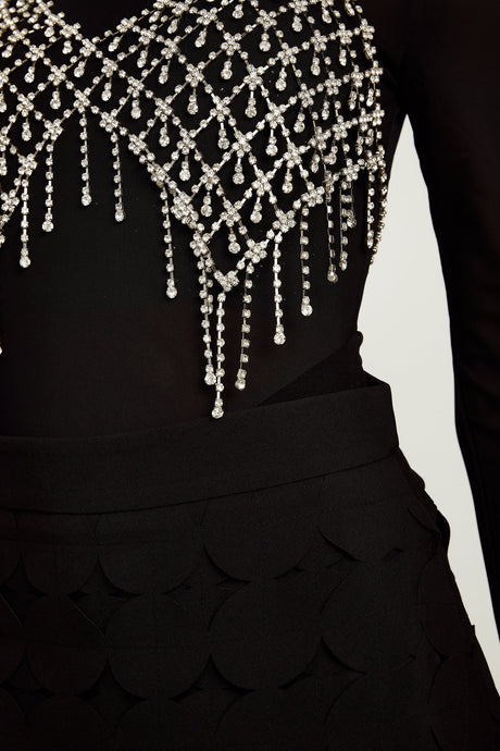 Hanna discdesign fringed maxi skirt in Black