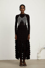 Hanna discdesign fringed maxi skirt in Black