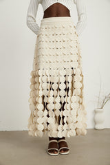 Hanna discdesign fringed maxi skirt in Neutrals