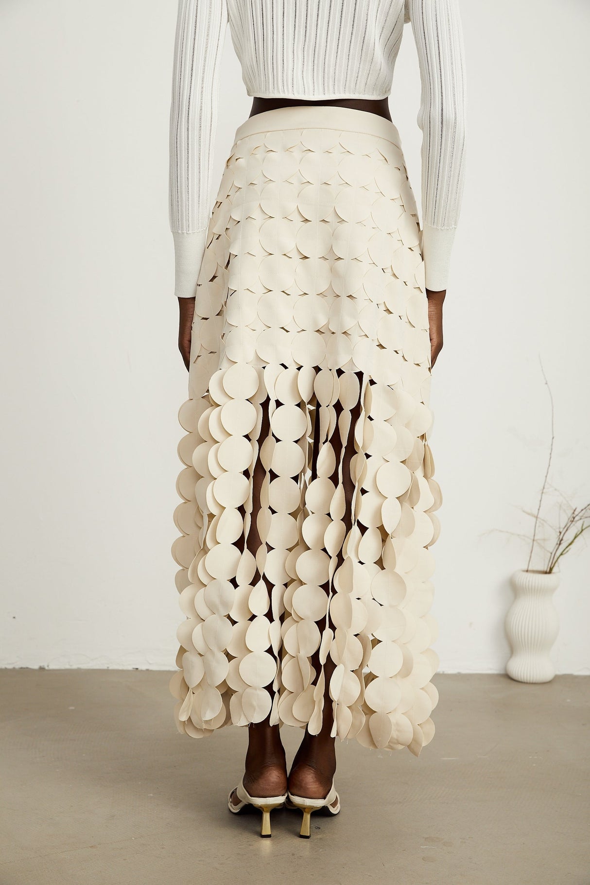 Hanna discdesign fringed maxi skirt in Neutrals