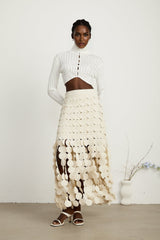 Hanna discdesign fringed maxi skirt in Neutrals