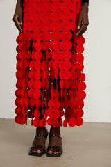 Hanna discdesign fringed maxi skirt in Red