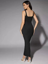 Hanna Maxi Dress - Refined Style - Slim Fit Type - Backless, Rib - Knit - Sleeveless Length - Pencil Hem Shape - Scoop Neckline - Modern Look
