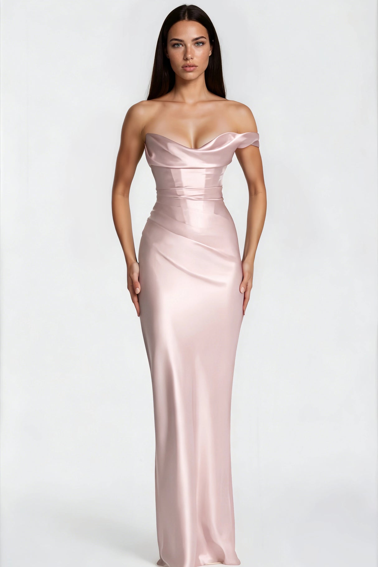 Hannah Pink One Shoulder Satin Maxi Dress