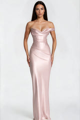 Hannah Pink One Shoulder Satin Maxi Dress