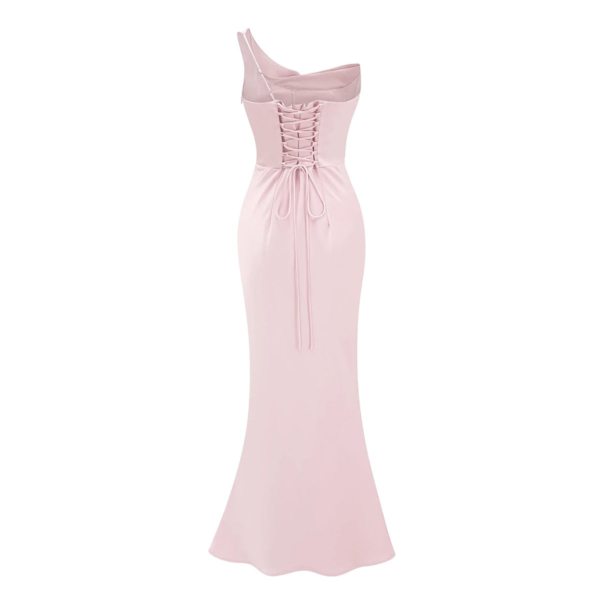 Hannah Pink One Shoulder Satin Maxi Dress