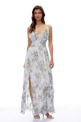 Hanne Green Floral VNeck Sleeveless Maxi Dress