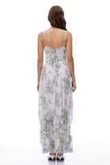 Hanne Green Floral VNeck Sleeveless Maxi Dress