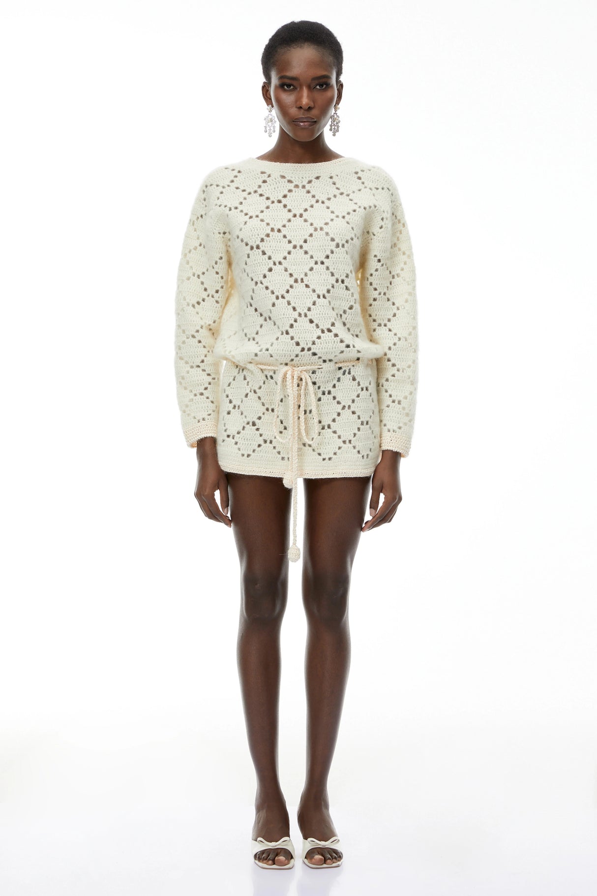 Harper Cream White Open Back Knit Mini Dress