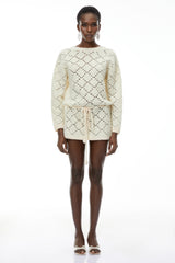 Harper Cream White Open Back Knit Mini Dress