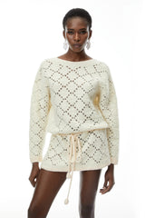 Harper Cream White Open Back Knit Mini Dress