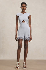 Harper Gray Hollow Out Mini Dress with Lace Detailing