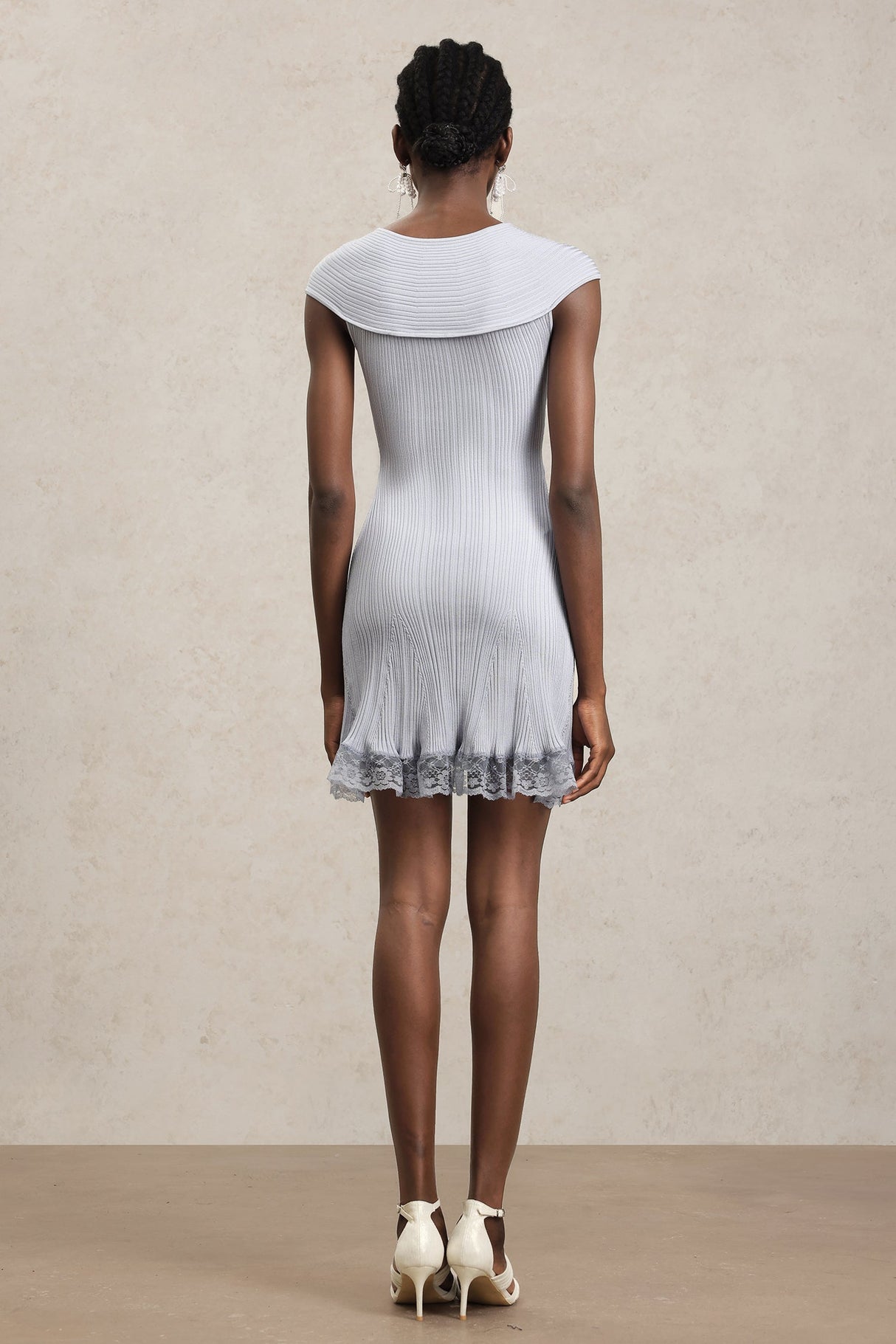 Harper Gray Hollow Out Mini Dress with Lace Detailing
