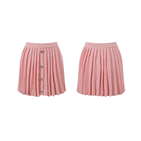 Harper Jacket & Skirt - Plush Lapels - Front Button Fastening - Pleated Design - Knitted Construction