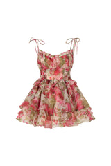 Harper Pink Floral Ruffle Mini Dress Lightweight Fabric