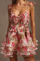 Harper Pink Floral Ruffled Mini Dress