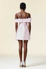 Harper Pink Mini Dress with Off-the-Shoulder Sleeves