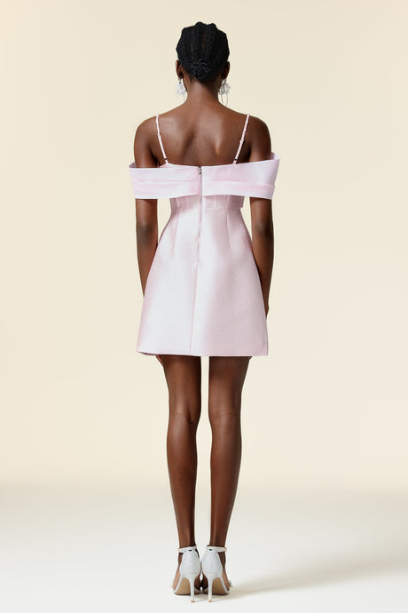 Harper Pink Mini Dress with Off-the-Shoulder Sleeves