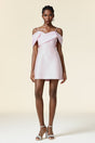 Harper Pink Mini Dress with Off-the-Shoulder Sleeves and Tailored Bodice
