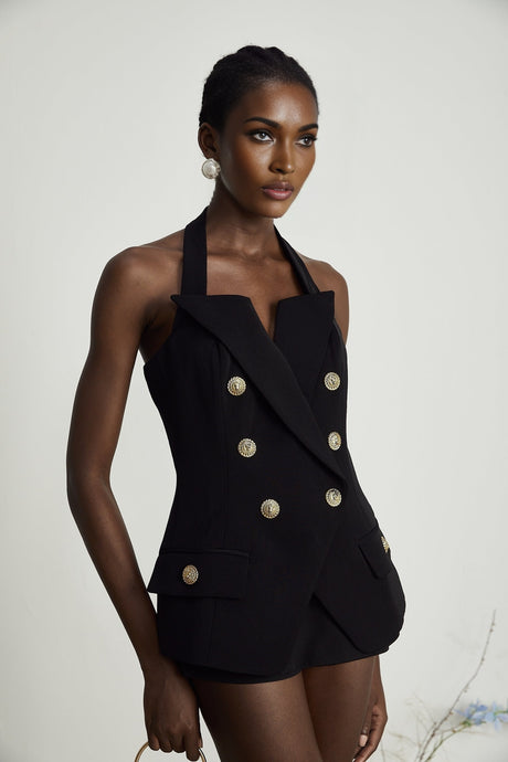 Harper tailored doublebreasted halterneck top