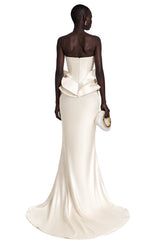 Harper White Off Shoulder Ruffled Maxi Dress with Slit